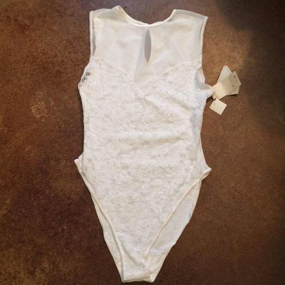 NWT 1990s Vintage White Lace Bodysuit